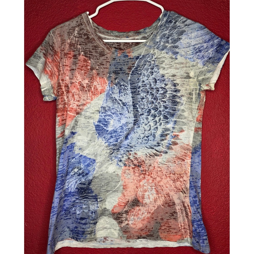 Womens Graphic Tee Patriotic Eagle Wings Print Short Sleeve Casual Top